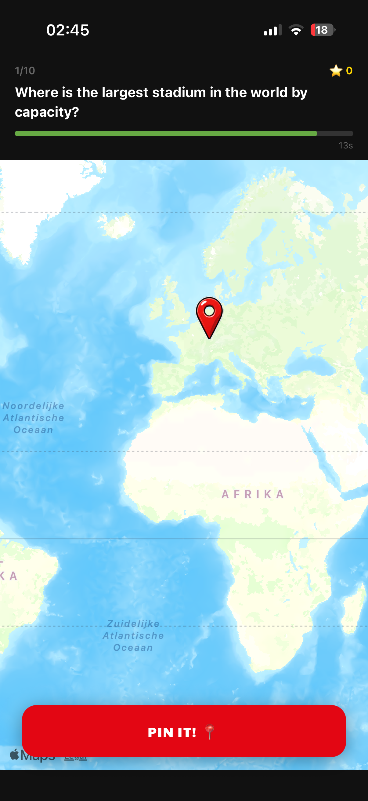 Playing a round on the world map